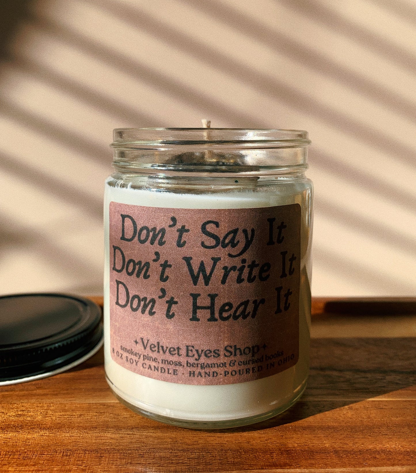 Don't Say It, Don't Write It, Don't Hear It Candle - Evil Dead Inspired