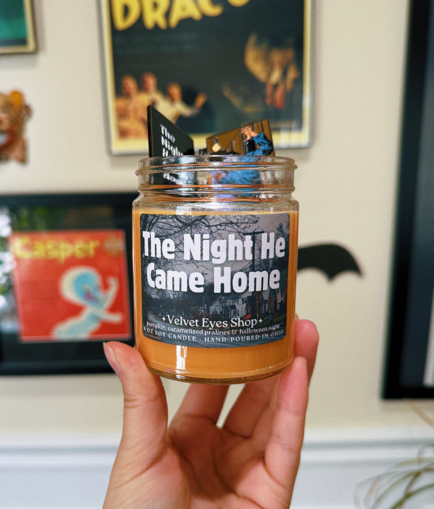The Night He Came Home Candle with Pin - Halloween Inspired