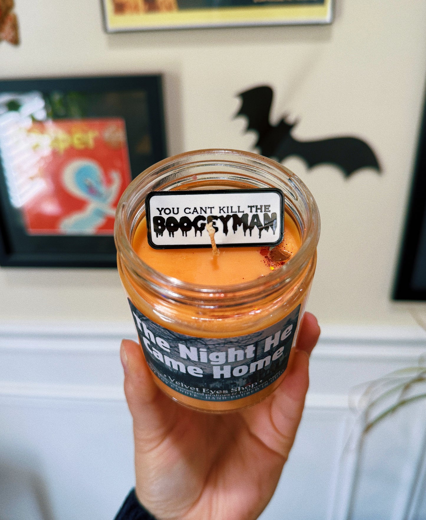 The Night He Came Home Candle with Pin - Halloween Inspired