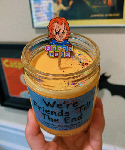 We're Friends Till The End Candle - Child's Play/Chucky Inspired